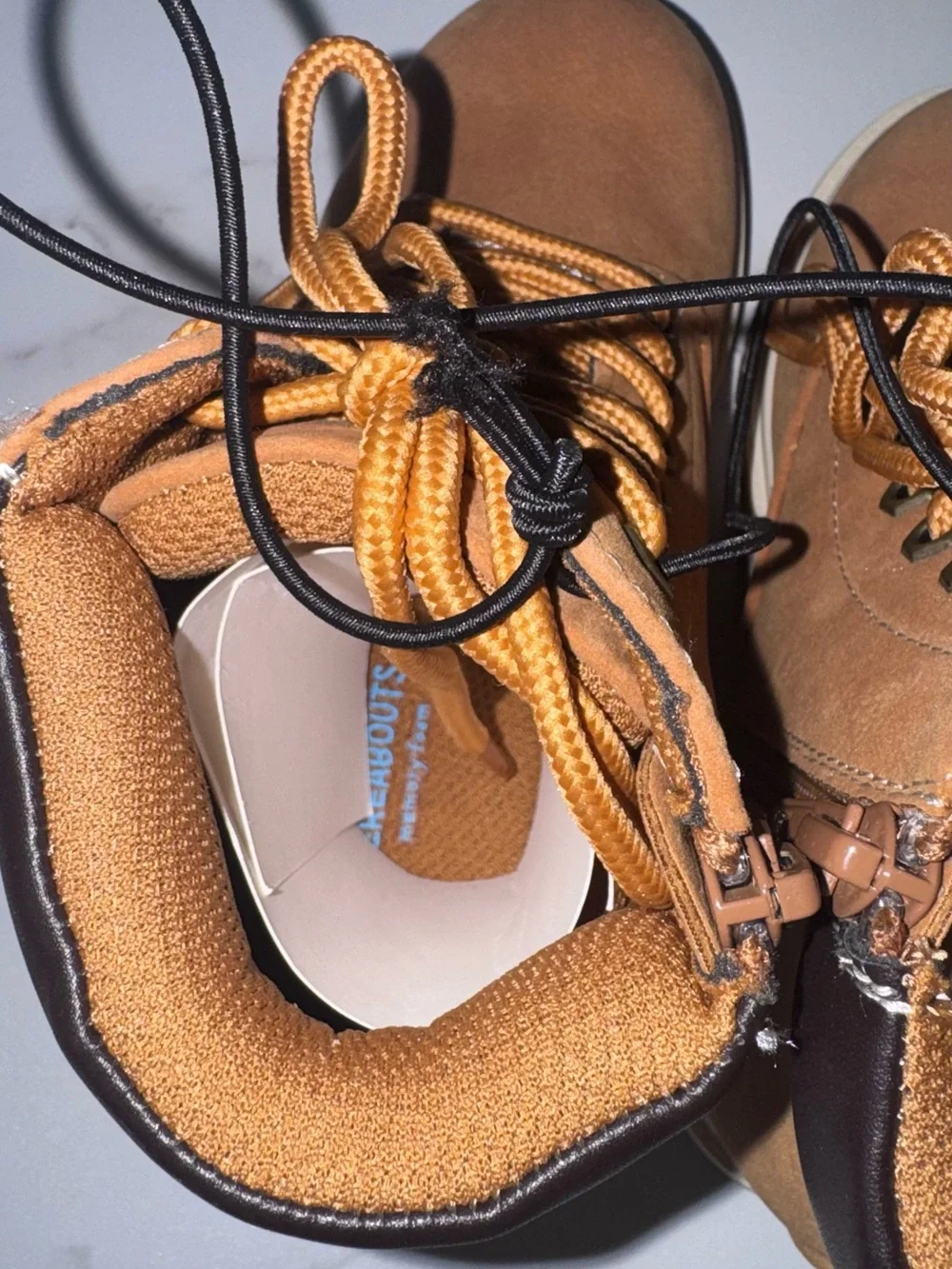 Kids Suede Lace-Up Ankle Boots in Tan with Brown Collar